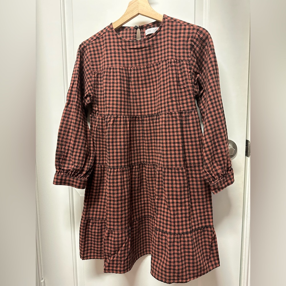 Zara Brown Gingham Dress for girls size 10